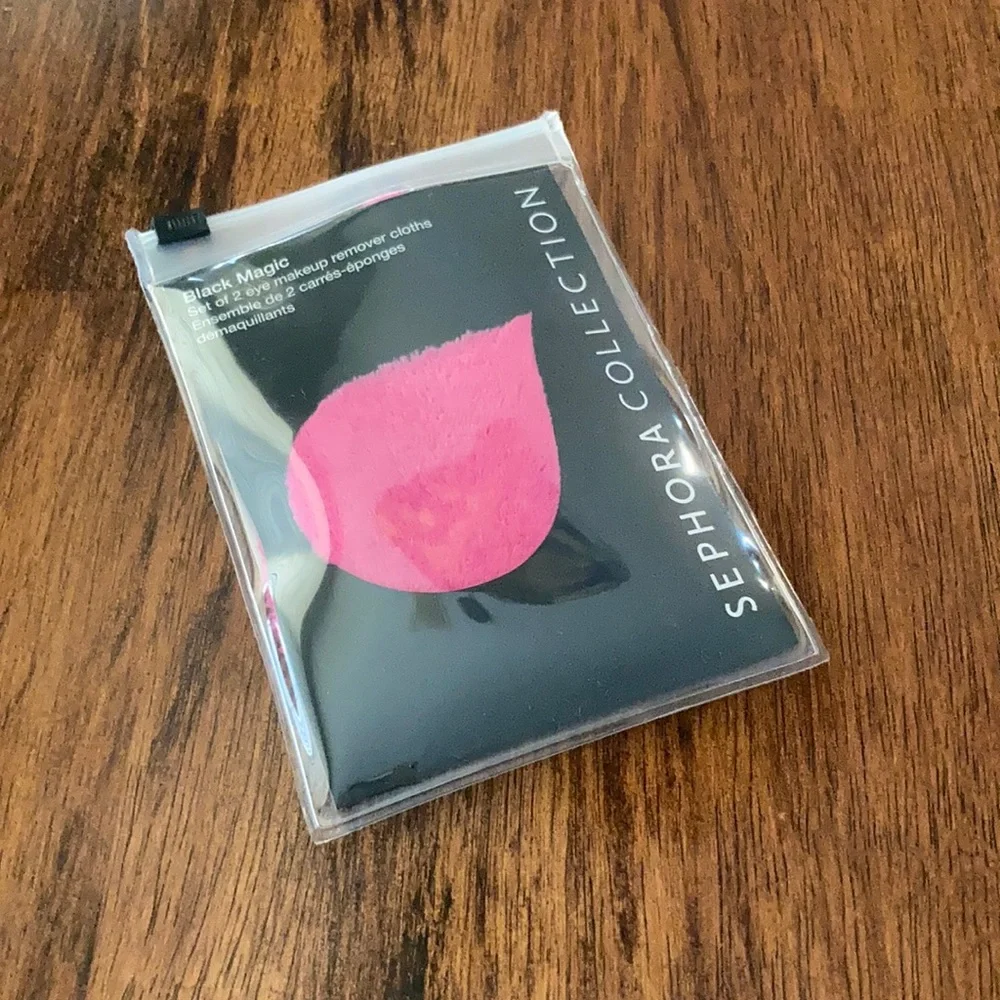 NEW Sephora Collection Black Magic Set of 2 Eye Makeup Remover Cloths Pink NIB